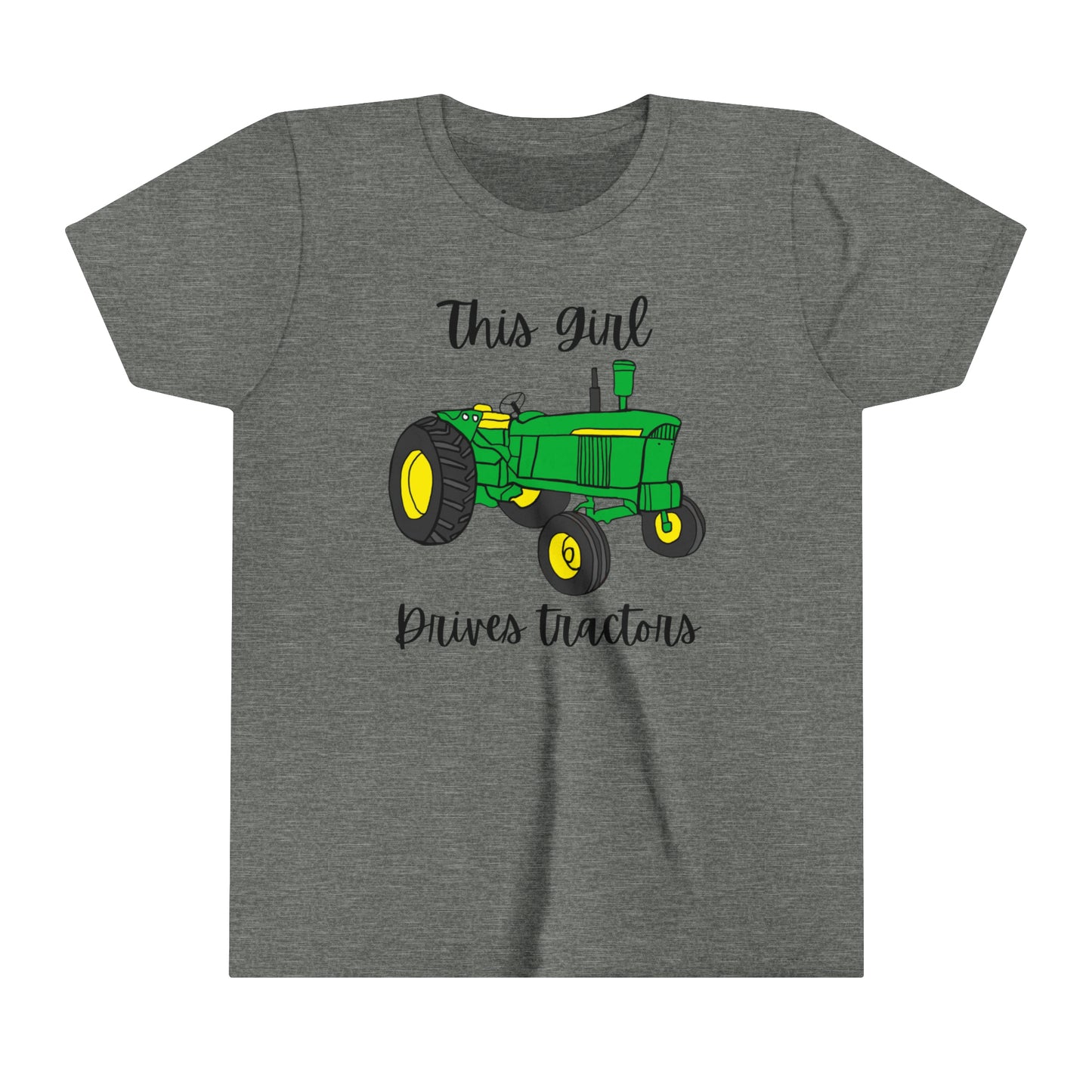 This girl drives tractors Youth Short Sleeve Tee