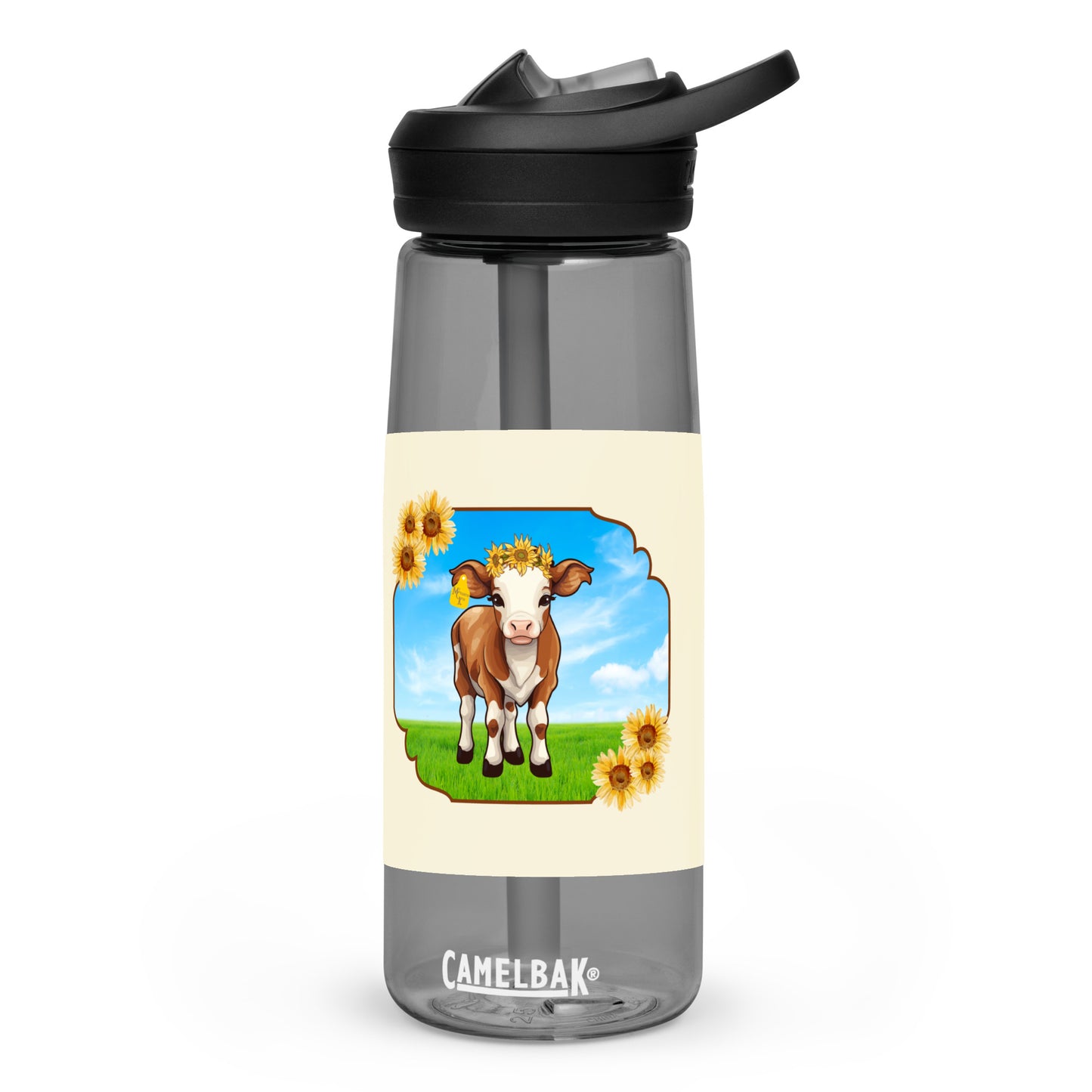 Sunflower Calf Sports water bottle