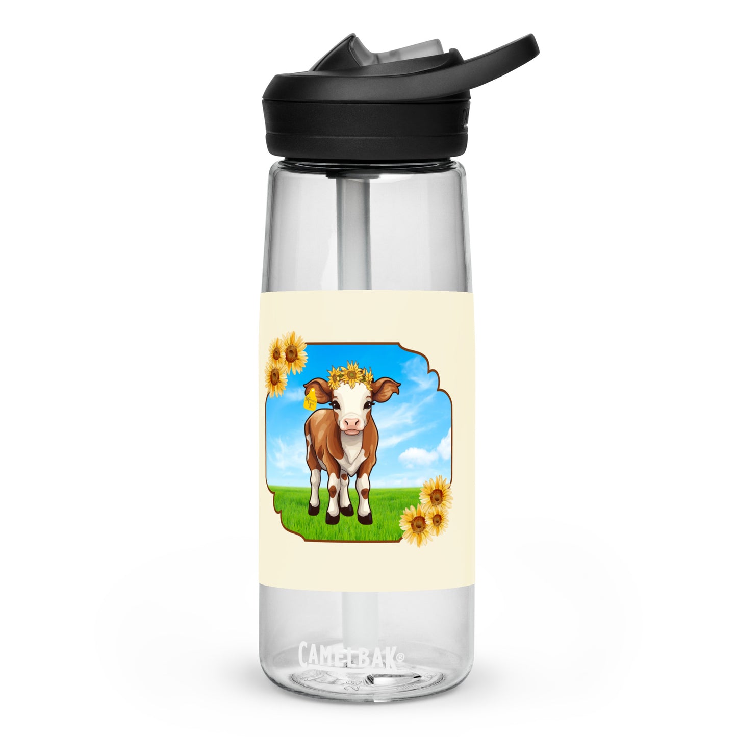 Sunflower Calf Sports water bottle