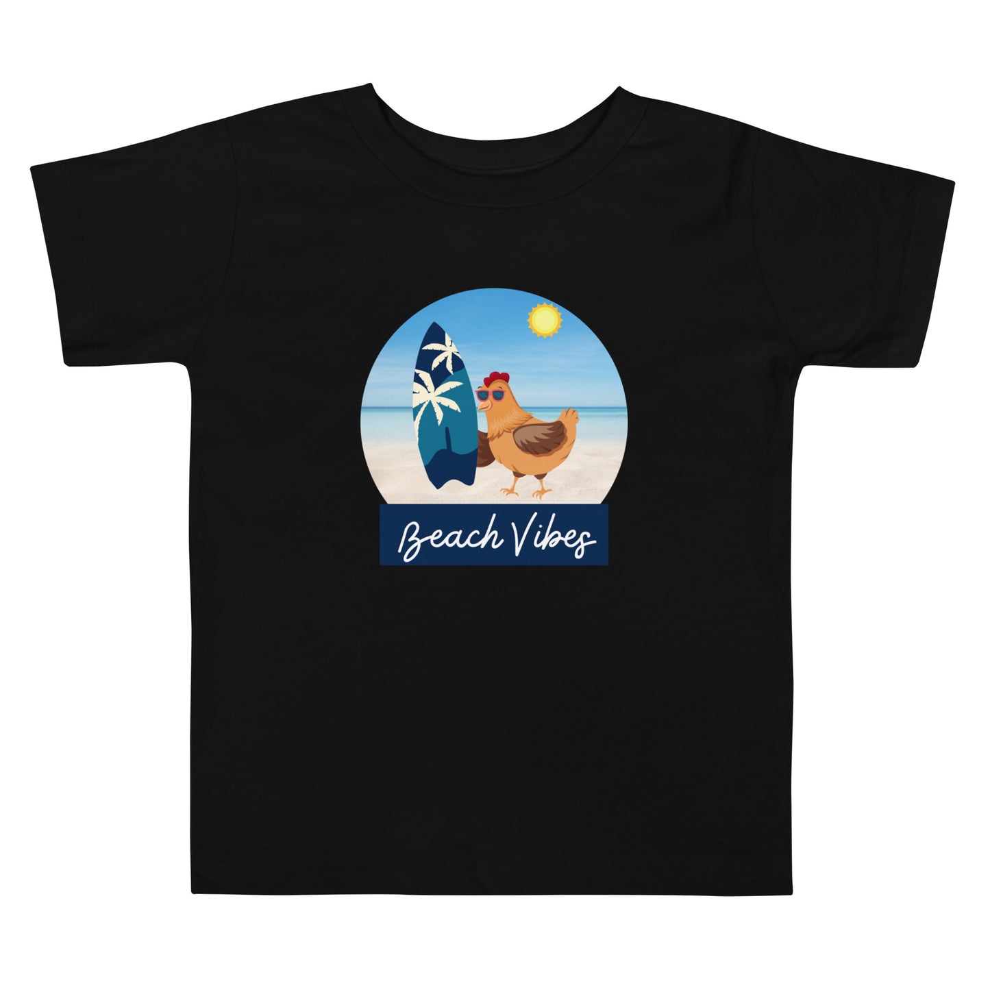 Beach Vibes Chicken Toddler Short Sleeve Tee