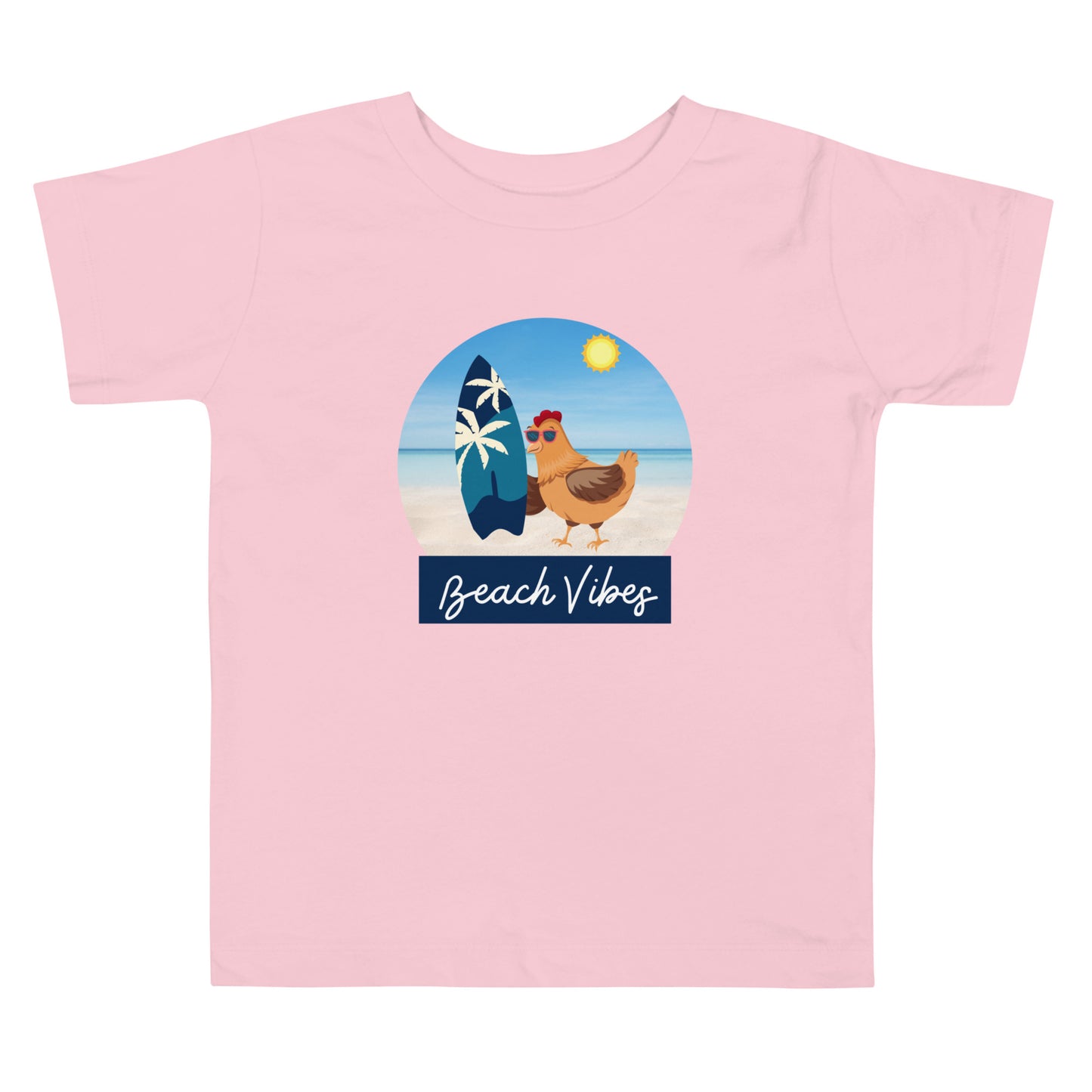 Beach Vibes Chicken Toddler Short Sleeve Tee