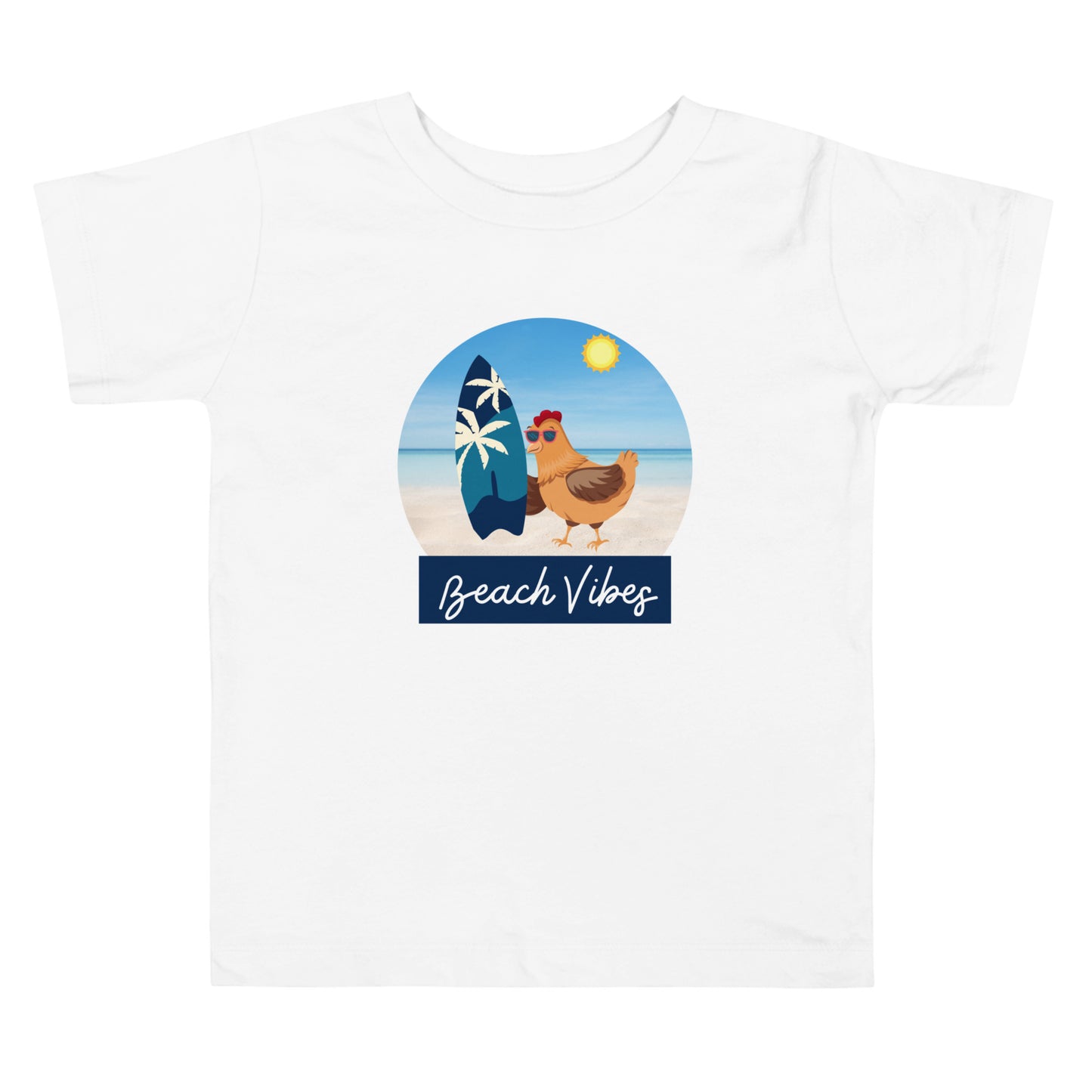 Beach Vibes Chicken Toddler Short Sleeve Tee