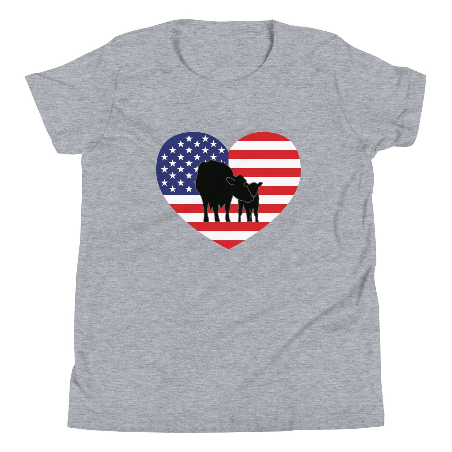 Patriotic Cow and Calf Youth Short Sleeve T-Shirt