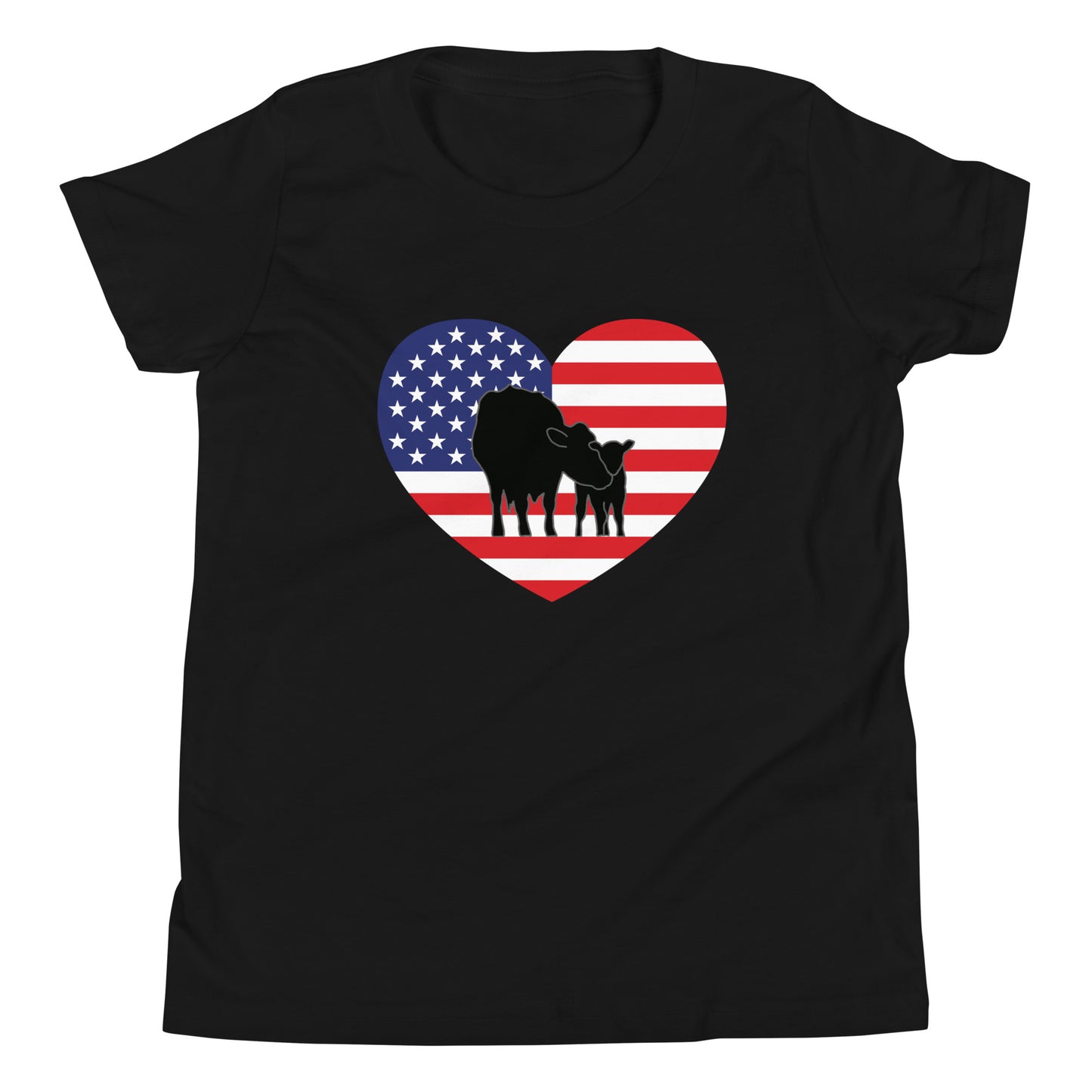 Patriotic Cow and Calf Youth Short Sleeve T-Shirt