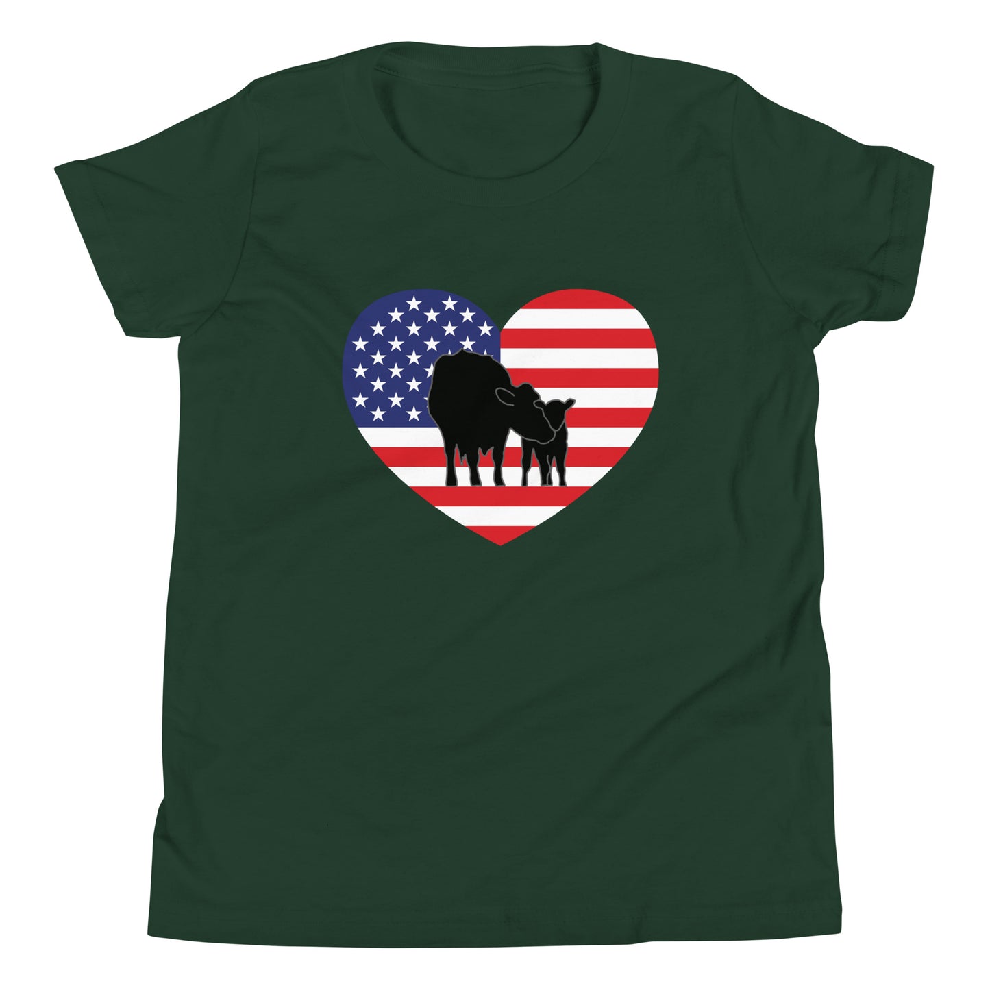 Patriotic Cow and Calf Youth Short Sleeve T-Shirt