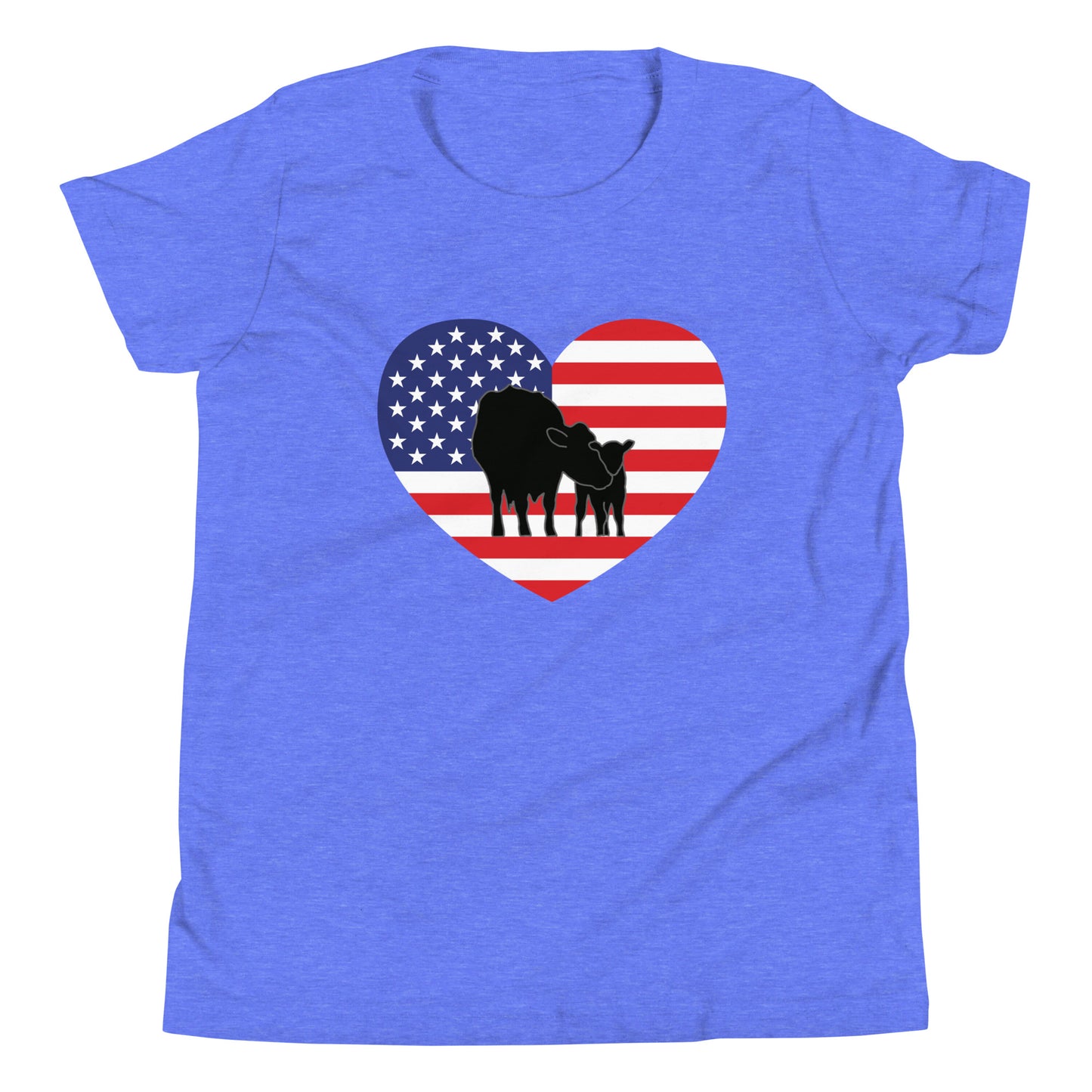 Patriotic Cow and Calf Youth Short Sleeve T-Shirt