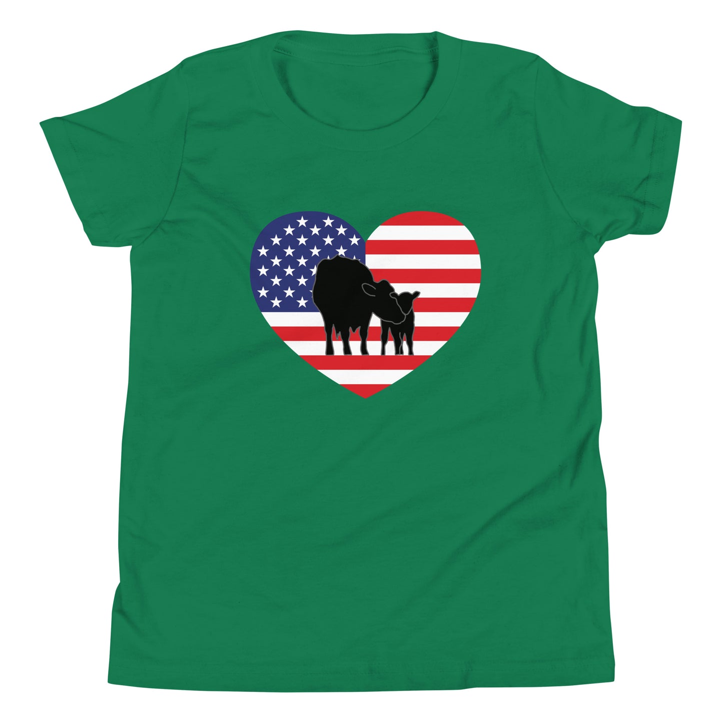 Patriotic Cow and Calf Youth Short Sleeve T-Shirt