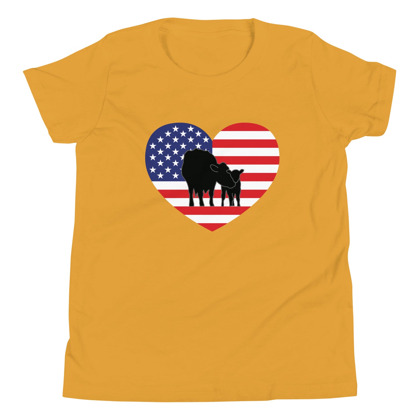 Patriotic Cow and Calf Youth Short Sleeve T-Shirt