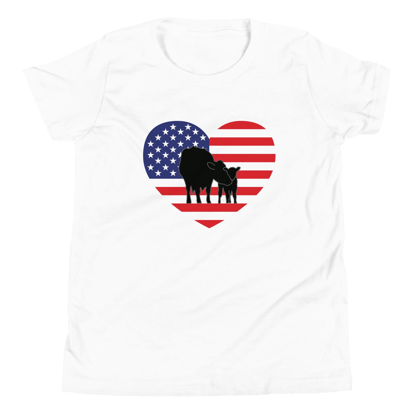 Patriotic Cow and Calf Youth Short Sleeve T-Shirt